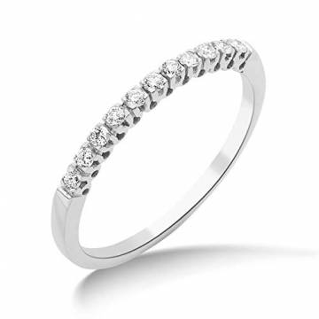 Miore Schmuck Damen 0.15 Ct Diamant Ewigkeitsring mit Diamanten Brillanten Ring aus Weißgold 18 Karat / 750 Gold - 1