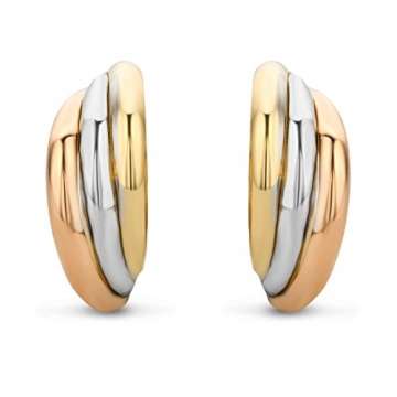 Miore Schmuck Damen Ohrstecker mit Rundungen Ohrringe aus Tricolor Gelbgold, Weißgold und Rotgold 14 Karat / 585 Gold - 3