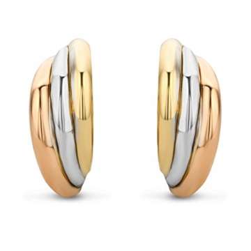 Miore Schmuck Damen Ohrstecker mit Rundungen Ohrringe aus Tricolor Gelbgold, Weißgold und Rotgold 14 Karat / 585 Gold - 3