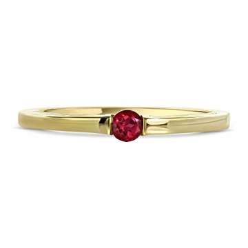 Miore Schmuck Damen Verlobungsring mit Edelstein/Geburtsstein Rubin in rot Ring aus Gelbgold 9 Karat/ 375 Gold - 3