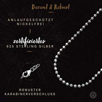 modabilé Kugelkette Damen Halskette 925er Sterling Silber (45cm I 1,5mm breit) I Silberkette Damen 925 ohne Anhänger I Zarte Silberne Kette für Frauen mit Geschenk-Etui I Produziert in Deutschland - 4