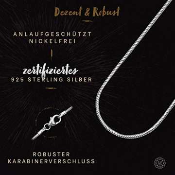 modabilé Schlangenkette Damen Halskette 925er Sterling Silber (45cm I 1,2mm breit) I Silberkette Damen 925 ohne Anhänger I Zarte Silberne Kette für Frauen Kurz mit Etui I Produziert in Deutschland - 4