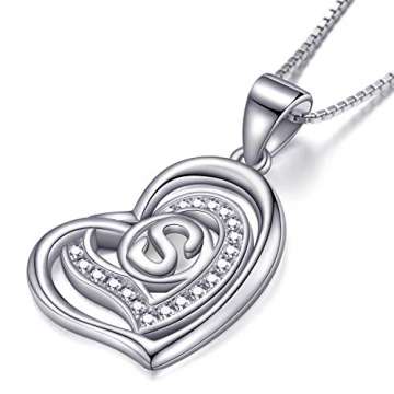 Morella® Damen Halskette Herz Buchstabe S 925 Silber rhodiniert mit Zirkoniasteinen weiß 46 cm - 2