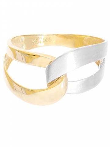 MyGold Ring Goldring Gelbgold Weißgold 585 Gold (14 Karat) Bicolor Ohne Stein Matt Glanz Schlicht Damenringe Goldringe Gr. 54 Illos R-07930-G463-W54 - 2
