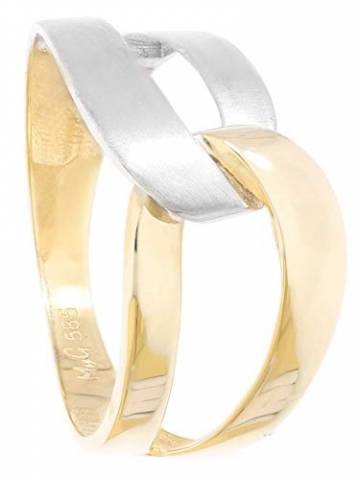 MyGold Ring Goldring Gelbgold Weißgold 585 Gold (14 Karat) Bicolor Ohne Stein Matt Glanz Schlicht Damenringe Goldringe Gr. 54 Illos R-07930-G463-W54 - 5