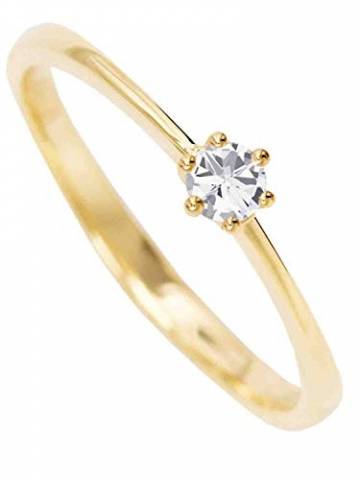 MyGold Verlobungsring Gelbgold (14 Karat) Gold 585 Mit Zirkonia Solitär Gr. 46 Heiratsantrag Damenring Goldring R-07010-G401-CZC-W46 - 1