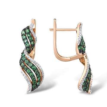 MZNSQB Gold Ohrringe für Frauen 14 Karat 585 Roségold Glamourös Elegant Glänzend Smaragd Sparkling Diamond Trendy Fine Jewelry - 2