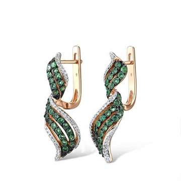 MZNSQB Gold Ohrringe für Frauen 14 Karat 585 Roségold Glamourös Elegant Glänzend Smaragd Sparkling Diamond Trendy Fine Jewelry - 3