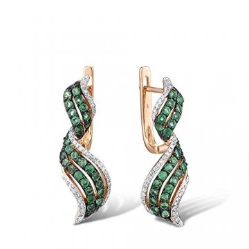 MZNSQB Gold Ohrringe für Frauen 14 Karat 585 Roségold Glamourös Elegant Glänzend Smaragd Sparkling Diamond Trendy Fine Jewelry - 1