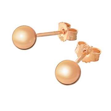 NKlaus Paar 5mm Kugel Ohrstecker 585 14 Karat Rotgold Rosegold Damen Ohrringen 9069 - 2