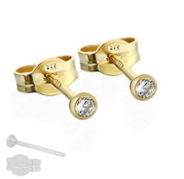 NKlaus PAAR Ohrstecker Gold 333er 2,5mm Cubic Zirkonia 8 Karat DAMEN HERREN KINDER 1936 - 3