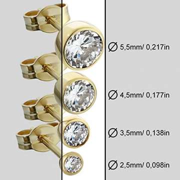 NKlaus PAAR Ohrstecker Gold 333er 2,5mm Cubic Zirkonia 8 Karat DAMEN HERREN KINDER 1936 - 4