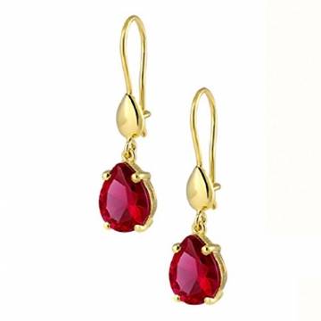 Ohrringe Gold 750 Gelbgold 18K Synt. Rubin Rot Damen Ohrschmuck Zirkonia Ohrhänger - 3