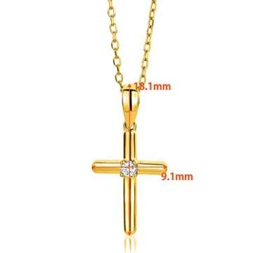 Orovi Damen Diamant Halskette GelbGold 9 Karat (375) Kreuz Anhänger Goldkettet Brillanten 0.03crt - 4