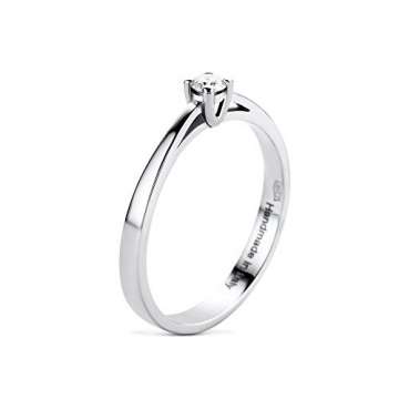 Orovi Damen Diamant Ring Weißgold, Verlobungsring 14 Karat (585) Gold und Diamant Brillanten 0.1 Ct, Solitärring Ring Handgemacht in Italien - 5
