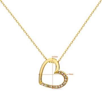 Orovi Damen Halskette mit Diamant herzkette GelbGold Kette 9 Karat (375) Brillanten 0.10crt, Goldkette mit 15 Diamanten - 4