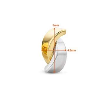 Orovi Damen Ohrringe Bicolor Gelbgold und Weißgold Ohrstecker gekreuzt 14 Karat (585) Gold - 2