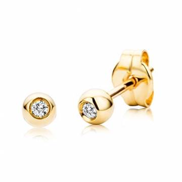 Orovi Damen Ohrringe mit Diamanten Gelbgold Solitär Ohrstecker 18 Karat (750) Gold und Diamant Brillanten 0.04 Ct - 4
