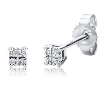 Orovi Damen Ohrringe mit Diamanten Weißgold Ohrstecker 14 Karat (585) Gold und Diamanten Brillanten 0.03 Ct - 3