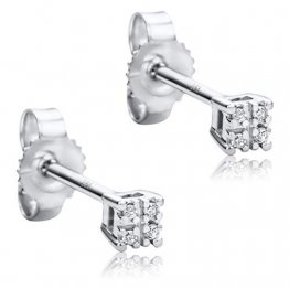 Orovi Damen Ohrringe mit Diamanten Weißgold Ohrstecker 14 Karat (585) Gold und Diamanten Brillanten 0.03 Ct - 1