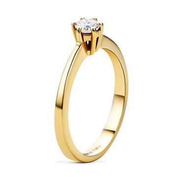 Orovi Damen Ring Gelbgold 0.25 Ct Solitär Diamant Verlobungsring 14 Karat (585) Gold und Diamant Brillanten Ring Handgemacht in Italien - 4