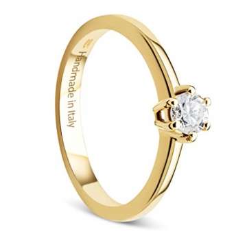 Orovi Damen Ring Gelbgold 0.25 Ct Solitär Diamant Verlobungsring 14 Karat (585) Gold und Diamant Brillanten Ring Handgemacht in Italien - 1