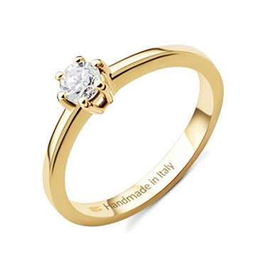 Orovi Damen Ring Gelbgold 0.25 Ct Solitär Diamant Verlobungsring 14 Karat (585) Gold und Diamant Brillanten Ring Handgemacht in Italien - 5