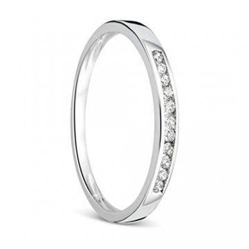 Orovi Damen-Ring Memoire Hochzeitsring Weißgold 9 Karat (375) Brillianten 0.10 carat Verlobungsring Diamantring - 1