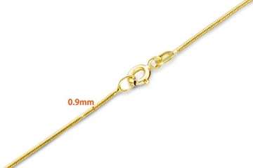 Orovi Damen Schlangenkette Halskette 14 Karat (585) GelbGold Schlange kette Goldkette 0,9mm breit 45cm lange - 2