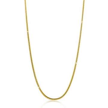 Orovi Damen Schlangenkette Halskette 14 Karat (585) GelbGold Schlange kette Goldkette 0,9mm breit 45cm lange - 1