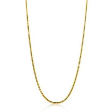 Orovi Damen Schlangenkette Halskette 14 Karat (585) GelbGold Schlange kette Goldkette 0,9mm breit 45cm lange - 1