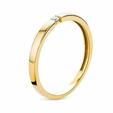 Orovi Damen Verlobungsring Gold Solitärring Diamantring 9 Karat (375) Brillianten 0.03crt GelbGold Ring mit Diamanten - 2