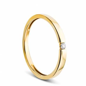 Orovi Damen Verlobungsring Gold Solitärring Diamantring 9 Karat (375) Brillianten 0.03crt GelbGold Ring mit Diamanten - 1