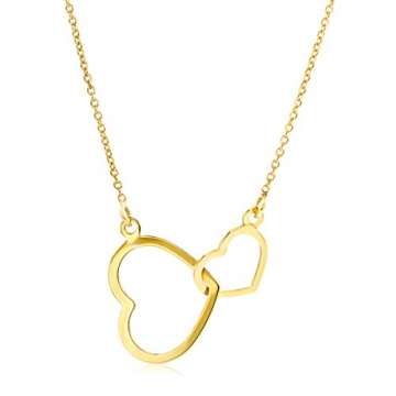 Orovi Kette - Halskette Damen Gelbgold 9 Karat / 375 Gold Kette mit Herz 45 cm Halskette in Italien hergestellt - 2