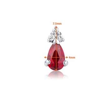 Orovi Ohrringe Damen Weißgold 9 Karat / 375 Gold Ohrstecker Ruby mit Rundschliff Diamant - 3