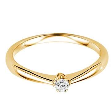 Orovi Ring für Damen Verlobungsring Gold Solitärring Diamantring 9 Karat (375) Brillianten 0.09crt GelbGold Ring mit Diamanten Ring Handgemacht in Italien - 5