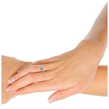 Orovi Schmuck Damen 0.01 Ct Diamant Ring mit blauem Topas und Diamanten Brillanten Verlobungsring aus Weißgold 9 Karat (375) Gold - 3