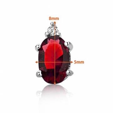 Orovi Schmuck Damen 0.02 Ct Diamant Ohrringe mit ovalschliff Edelstein/Geburtsstein Rubin in rot Ohrhänger aus Weißgold 9 Karat / 375 Gold - 3