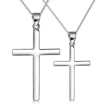 Prämie Kette Damen Silber 925, Kreuz Anhänger partnerketten pärchen Kette Damen Halskette Silber Schmuck Kreuz kette für Damen Herren - 1