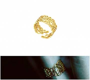 Ring Damen Breit Echt Gold 375 585 750 - Goldring Verstellbar Offen - Größen 48-62 (14 Karat (585) Gelbgold, 53 (16.9)) - 2
