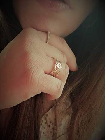 Ring Damen Breit Echt Gold 375 585 750 - Goldring Verstellbar Offen - Größen 48-62 (14 Karat (585) Gelbgold, 53 (16.9)) - 3