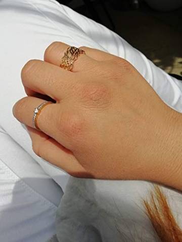 Ring Damen Breit Echt Gold 375 585 750 - Goldring Verstellbar Offen - Größen 48-62 (14 Karat (585) Gelbgold, 53 (16.9)) - 6
