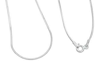 Schlangenkette 925 Sterling Silber rhodiniert kantig glänzend 0,8mm breit Länge wählbar 40 45 50 55 cm Damen Silberkette Halskette anlaufgeschützt Kette (45) - 2