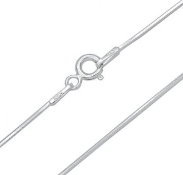 Schlangenkette 925 Sterling Silber rhodiniert kantig glänzend 0,8mm breit Länge wählbar 40 45 50 55 cm Damen Silberkette Halskette anlaufgeschützt Kette (45) - 1