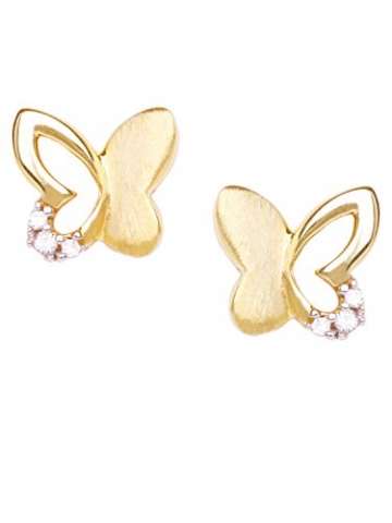 Schmetterling Ohrstecker Stecker Ohrringe Gelbgold 333 Gold (8 Karat) Mit Zirkonia 6mm x 7mm Kinderohrringe Mädchenohrringe Sweet Butterfly V0010827 - 2