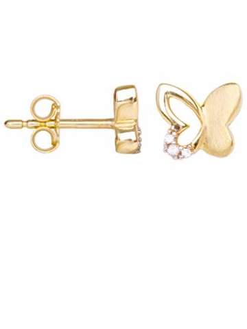 Schmetterling Ohrstecker Stecker Ohrringe Gelbgold 333 Gold (8 Karat) Mit Zirkonia 6mm x 7mm Kinderohrringe Mädchenohrringe Sweet Butterfly V0010827 - 3