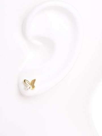 Schmetterling Ohrstecker Stecker Ohrringe Gelbgold 333 Gold (8 Karat) Mit Zirkonia 6mm x 7mm Kinderohrringe Mädchenohrringe Sweet Butterfly V0010827 - 6