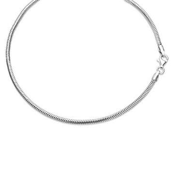 Silber Schlangenkette 2,4 mm breit Herren Damen Halsketten diamantiert rhodiniert 45,50,55,60 70,80cm Länge #1438 (45) - 2