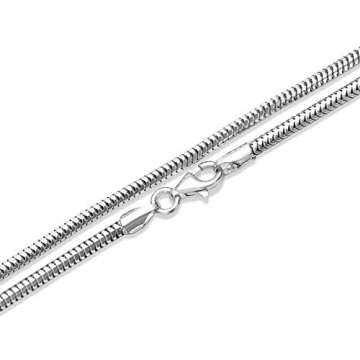 Silber Schlangenkette 2,4 mm breit Herren Damen Halsketten diamantiert rhodiniert 45,50,55,60 70,80cm Länge #1438 (45) - 1