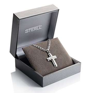 STERLL Herren Hals-Kette Silber 925 Kreuz-Anhänger aus mit Swarovski Elements 60cm Geschenkverpackung Männer Geschenke - 2